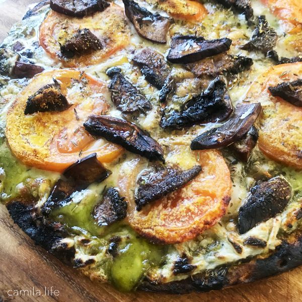 Rustic Pesto Pizza LOVE - Vegan Recipe on camila.life