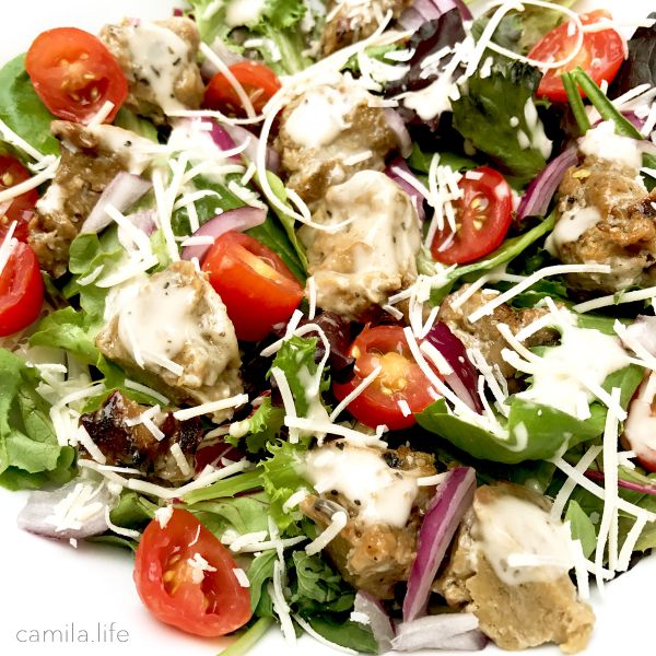 Grilled Chicken Caesar LOVE - Vegan Recipe on camila.life