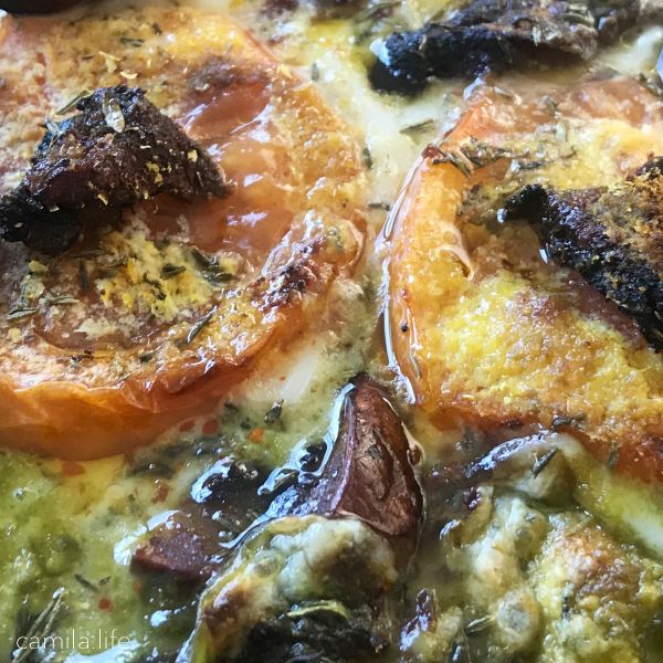 Rustic Pesto Pizza LOVE - Vegan Recipe on camila.life