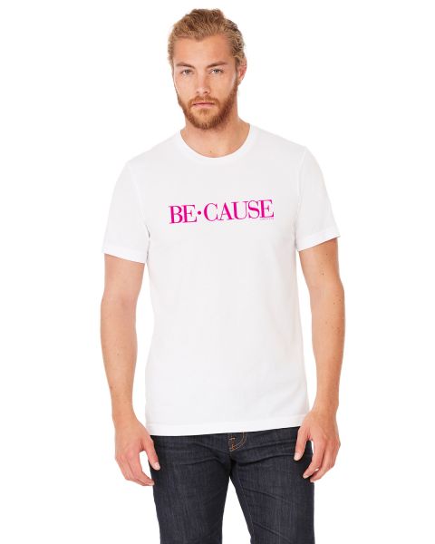 Because Slim Tee White Magenta LOVE